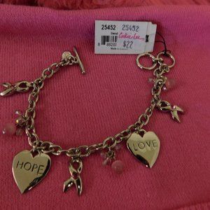 COOKIE LEE NEW BREAST CANCER CHARM BRACELET